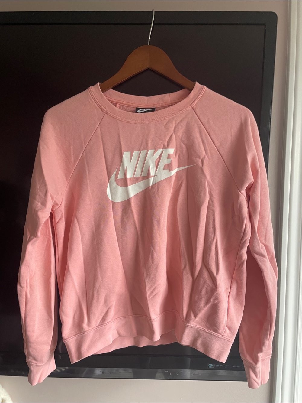 Nike Pink Sweatshirt with White Swoosh Logo